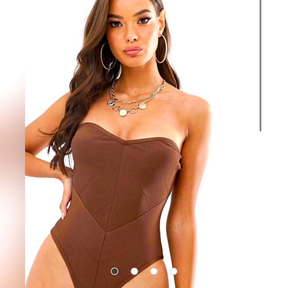 Asos Brown Strapless Swimsuit